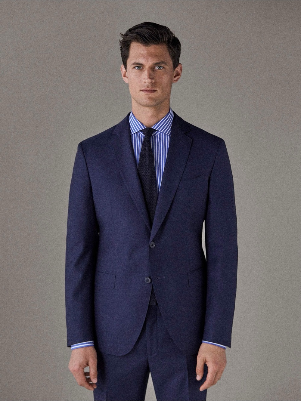 NWT. Massimo Dutti Men Blue Wool Moulin Blazer. Size 36.